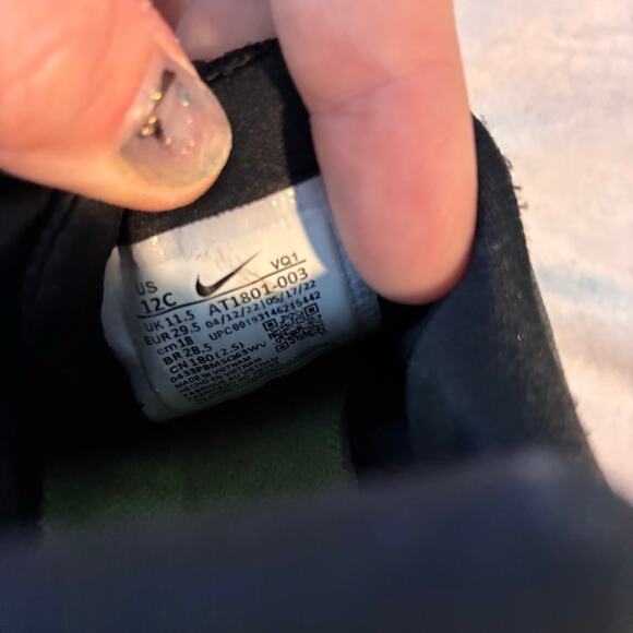 Nike Downshifter Sneakers Boys 12C Swoosh All Black Ankle Strap Easy Comfort - Picture 3 of 6